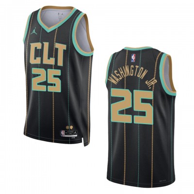 Charlotte Hornets #25 P.J. Washington Unisex Nike Black 2022-23 Swingman Jersey - City Edition Men's